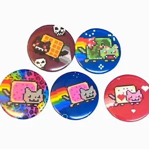 5 Vers Cute Nyan Cat Pin Buttons, Funny Cat Pin Gifts for Friends