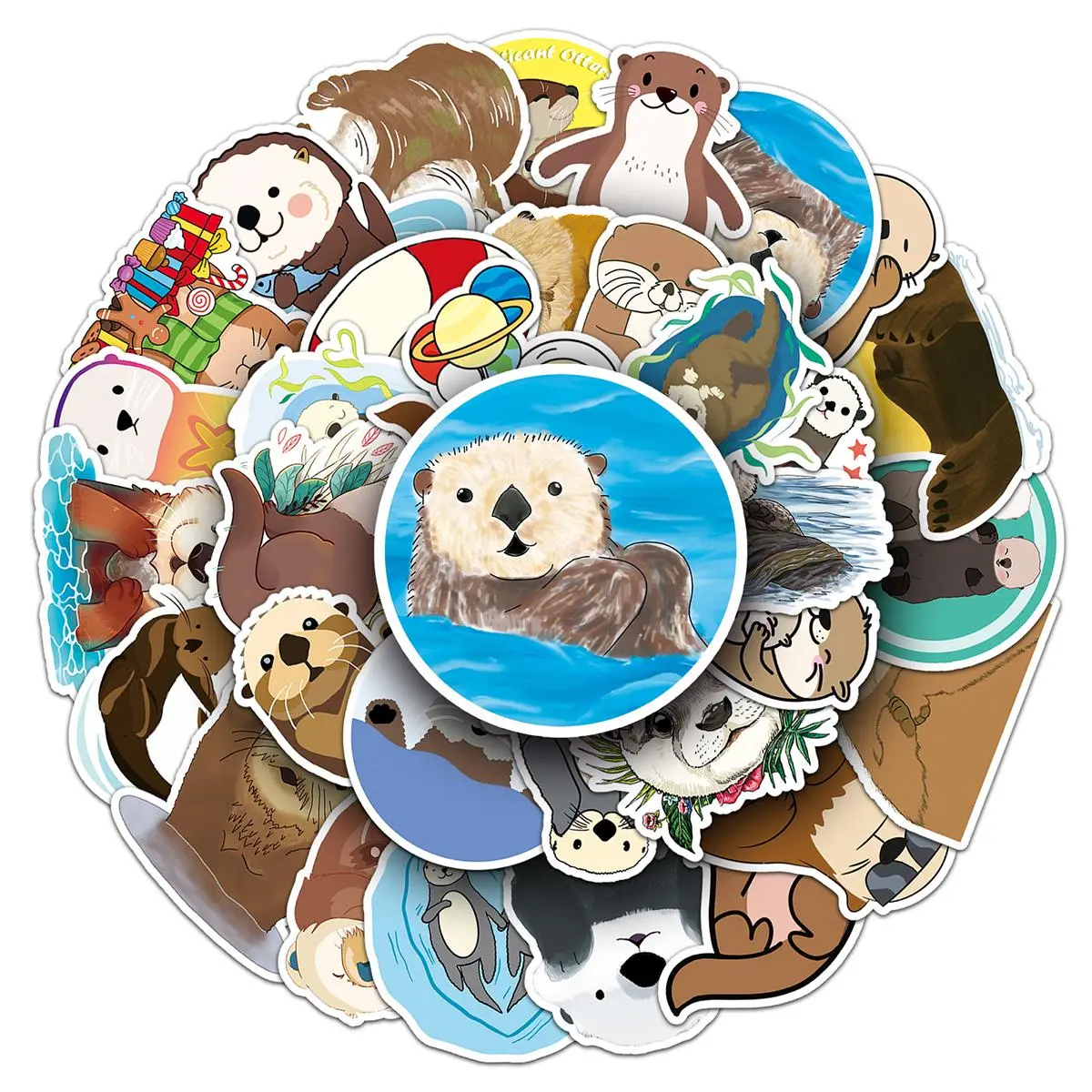 50pcs/set Cartoon Otter Sticker Sheets Funny Decorative Stickers Scrapbooking Decal Sticker For Water Bottles, Skateboards, Notebooks, Laptop Decoration
