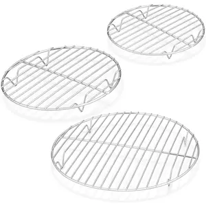 3Pieces Round Cooling Rack 7½ & 9 & 10½ Inch Stainless Steel Round Baking Steaming Rack Set, Fit for Oven/Pot/Air fryer, Healthy & Dishwasher Safe, Mirror Finish & Smooth Edge - Home Improvement. Kitchen Utensils Bakeware