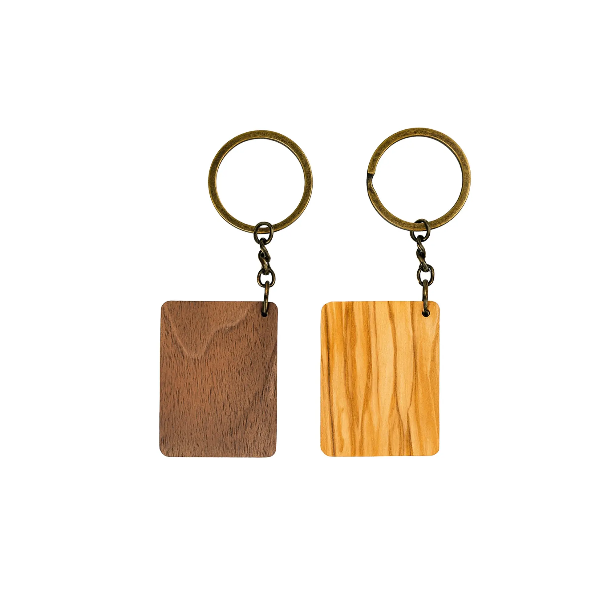 Square Wooden Keychain — Engraved Walnut & Olive