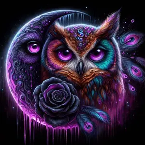 5D DIY Full Drill Diamond Painting - Diamond Painting Kit Moon Peacock Mosaic Canvas DIY Wall Art, Home Wall Decoration