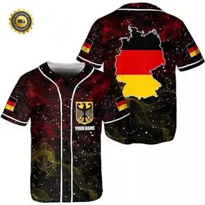 Germany Flag Baseball Jersey   Custom Name & Bold National Pride Design