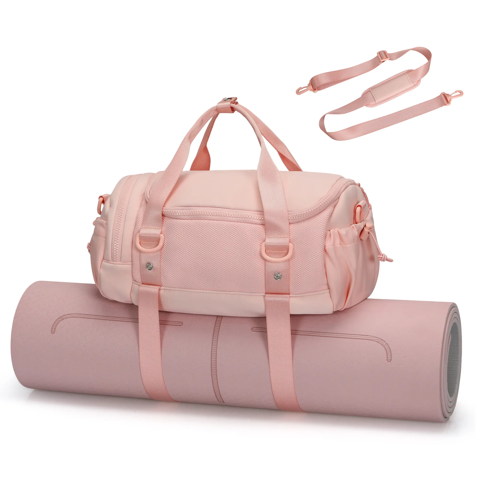 HYNES EAGLE Female 13L Universal Compact Nylon Gym Duffel Bag - Yoga Mat Holder, Wet-Dry Sep, Water Repellent, Lightweight Washable - Crossbody Dance Workout Travel Purse