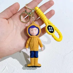 New Caroline Anime Keychain Cute Character Keyring for Car Keys Bags, Kawaii Pendant Gift for Family & Friends Birthday Present