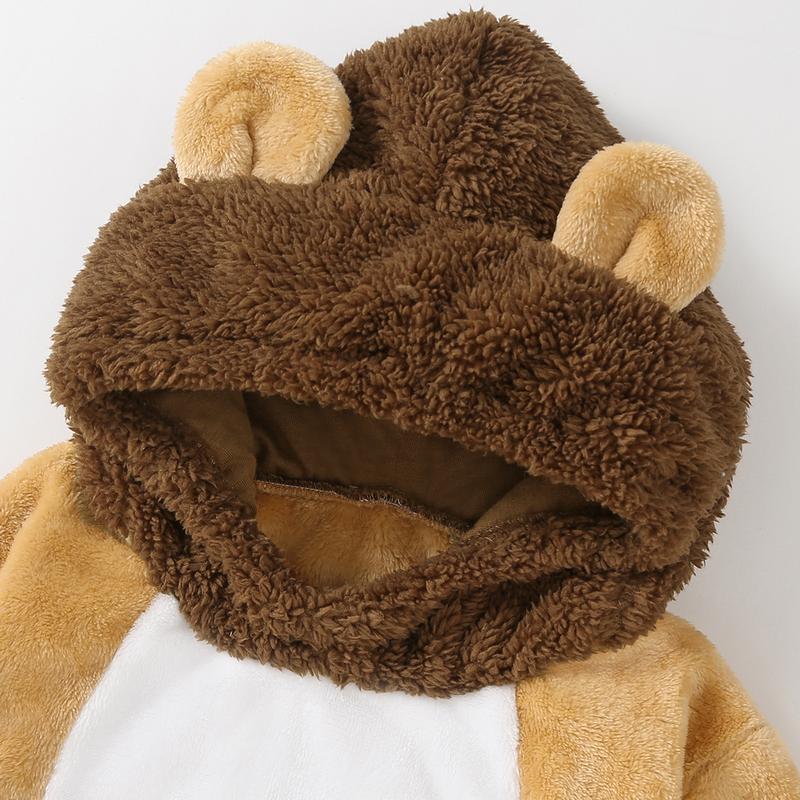 Baby Boys Girls Animal Costume Flannel Rabbit Costume Role Play Hooded Long Sleeve Pajamas Rompers Cosplay Jumpsuits Baby Costumes Cute Animal Outfit Funny Monster Costume Gift