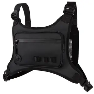 Running Chest Pack for Men Women, Lightweight Tactical Vest Bag with Phone Pocket, Water-Resistant EDC Utility Pack for Hiking, Cycling, Workouts, Brown
