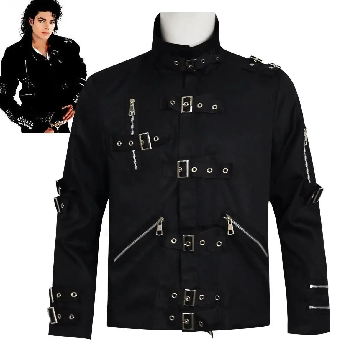 Rare MJ Michael Jackson Black Slim BAD Jacket Costume Clothing for Man Adore Stars Impersonator