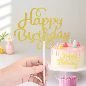 SparkleCake Toppers, Metallic Dessert Table Decor, DIY Birthday Party Sign Set, Anti-Tarnish Cake Decorations, Photo Ready Party Accessories for Festive Celebrations