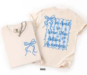 Autism Awareness Comfort Colors® T-Shirt, In April We Wear Blue Autism Shirt, SPED Teacher Shirt, Autism Mom Gift