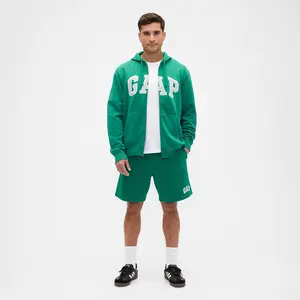 GAP Factory Men's Logo Zip Hoodie - Soft Fleece, Banded Cuffs, Drawcord Hood, Kanga Pockets, Sustainable Design