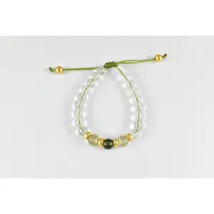 Elite Moldavite-Libyan Desert Glass and Himalayan Quartz Adjustable Bracelet.