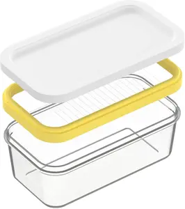Butter Slicer Cutter, Stick Butter Container Dish with Lid for Fridge, Easy Cutting Two 4oz Sticks (Not Airght, Small)