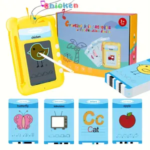 Kids Flash Cards for Toddlers 3-6 Years - 50 Pieces with Doodle & Drawing Function, 100 Words, Audio Learning Toy with Doodle