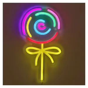 Candy Neon Sign For Wall Decor Rainbow Lollipops Light USB Powered For Home Bedroom Kids Room 16.6cm×29.5cm