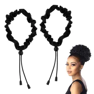 2 Pcs Adjustable Satin Hair Scrunchies, Soft Silk Hair Ties for 4C Thick Curly Hair, Afro Puff & Loc Hair Accessories