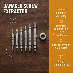 6 PCS Stripped Broken Screw Remover Set Easy Out Bolt Extractor, Damaged Screw Extractor Set,Double Head Extraction Design Extractor Head,Household Repair Tools, Power Tool Accessories, Screwdriver Bit Clip.-YY0