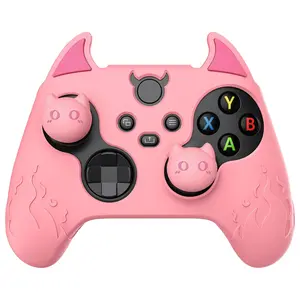 L-RDC008  Halloween Cute Demon Silicone Cover for Xbox Series X/S Controller, Kawaii Anti-Slip Controller Skin Grip Protector for Xbox Core Wireless Controller with Thumb Grip Caps - Pink
