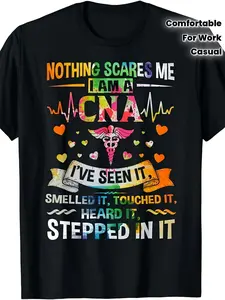 Men's Funny CNA Nurse Gift T-Shirt - "Nothing Scares Me I'm a CNA" Medical Humor Tee with Stethoscope Design, Comfortable Short Sleeve Shirt Suitable for Nursing Assistants, CNA Job Apparel for Work Casual Attire, Machine Washable