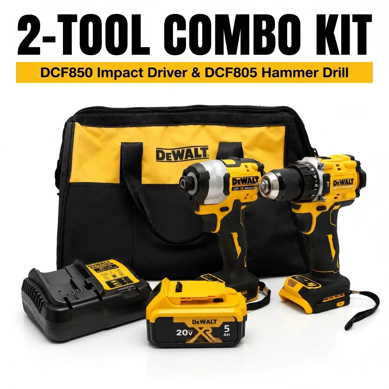 Dewalt DCF850 Impact Driver And DCF805 Hammer Drill Kit - Professional  Tools For Metalworking And Wood Projects hand mechanic frame ip54 protection multipurpose rapid brushless application rpm speed electric outdoor installation input manual concrete