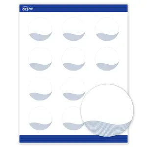 Avery Printable Round Business Cards, 2" Diameter, Matte White, Pre-printed Blue Waves Design, Sure Feed Technology, Laser & Inkjet Compatible, 240 Total