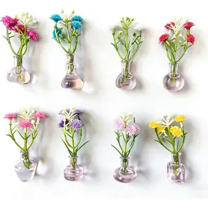 8-Pack Magnetic Mini Bud Vases Gift Set for Mom, Mixed Glass DIY Decor for Fridge Locker, Heavy-Duty Magnets Small for Women Teachers Coworkers