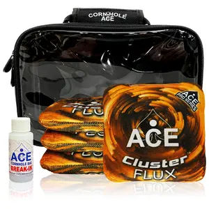 Cluster Flux Orange Cornhole Bag Kit | 4 Bags + Break-In Kit + Carry Case