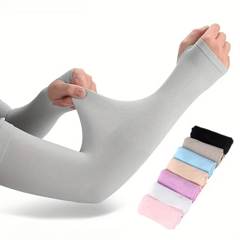 7 Pair Ice Silk Sun Protection Arm Covers Unisex Elbow Cover Outdoor Cycling Running Fishing Driving Cool Anti-UV Arm Sleeves