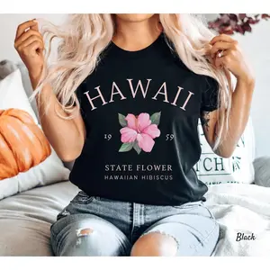 Hawaii Shirt, Hawaiian Tee, Tropical Pink Flower, Soft and Comfortable T-shirt, Unisex