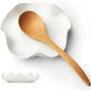 Spoon Rest for Stove Top, 5.3 Inch Ceramic Spoon Holder for Kitchen Counter, Coffee Spoon Holder, Cooking Utensil Rest for Spoons, Ladles, Tong, Heat-Resistant Spoon Rest, Housewarming Gifts