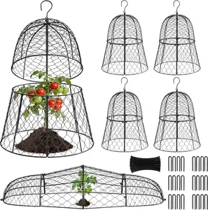 6PCs Plant Protectors from Animals, Metal Garden Cloches for Outdoor Plants, 4-in-1 Modular Design, Anti-Rust Coated Chicken Wire Cages to Keep Squirrel, Rabbit, Bird Out, 13'' x 11.8''