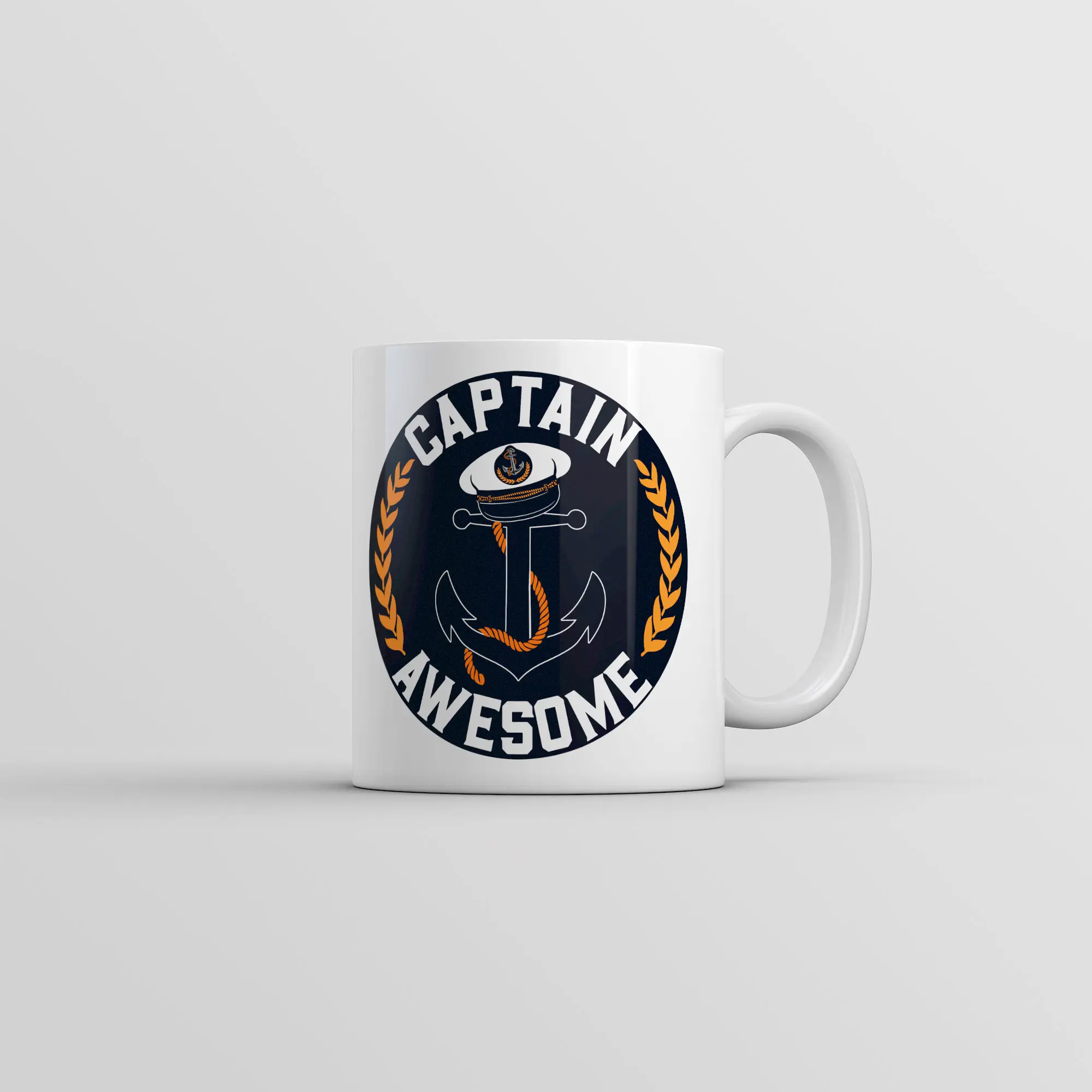 Captain Awesome Mug Funny Sarcastic Boating Graphic Coffee Cup - 11oz Funny Coffee Mugs Ceramic Printed Drinkware Cup
