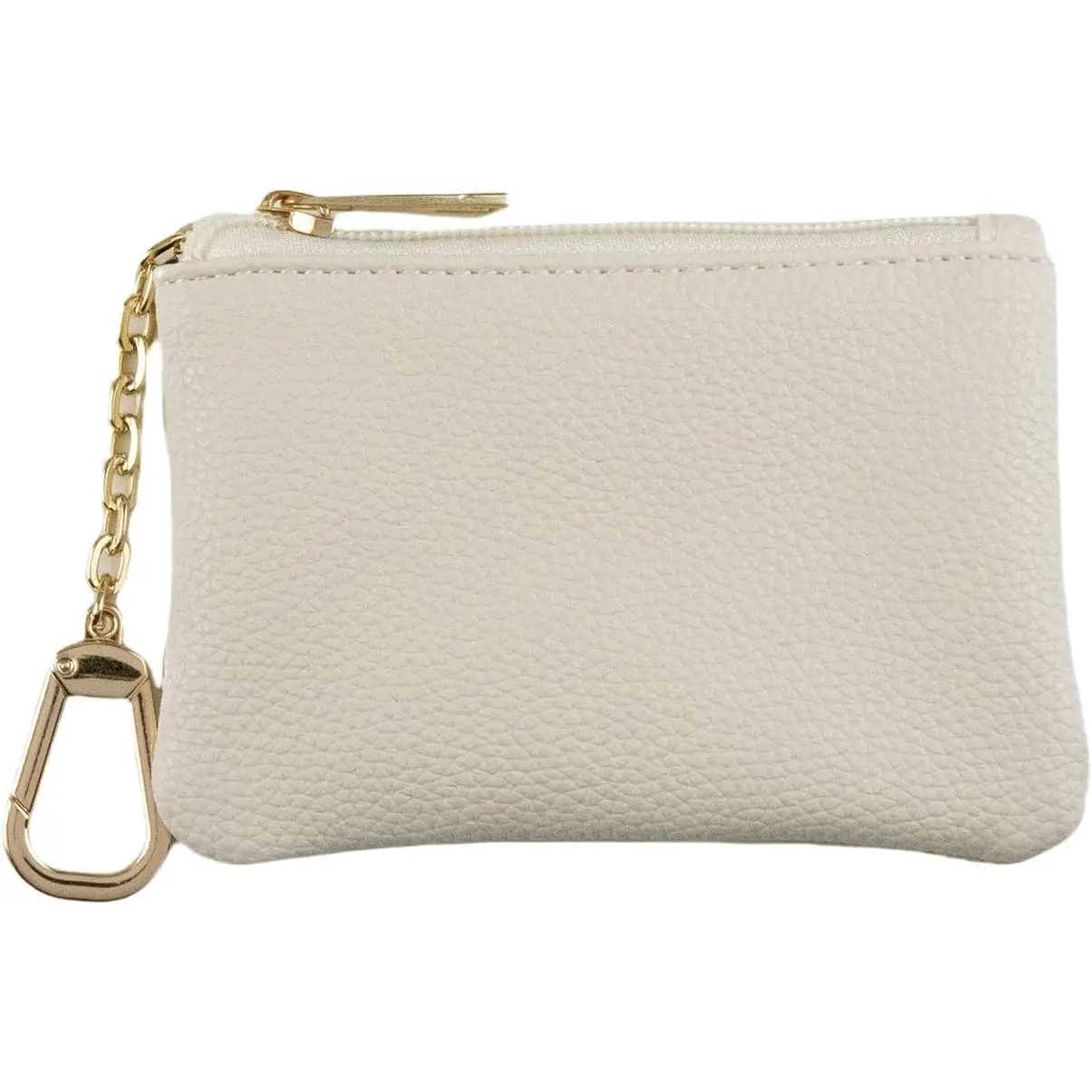 Keychain Coin Purse, Small Change Purse with Card Holder, Keychain Pouch Wallet for Women and Men (White)