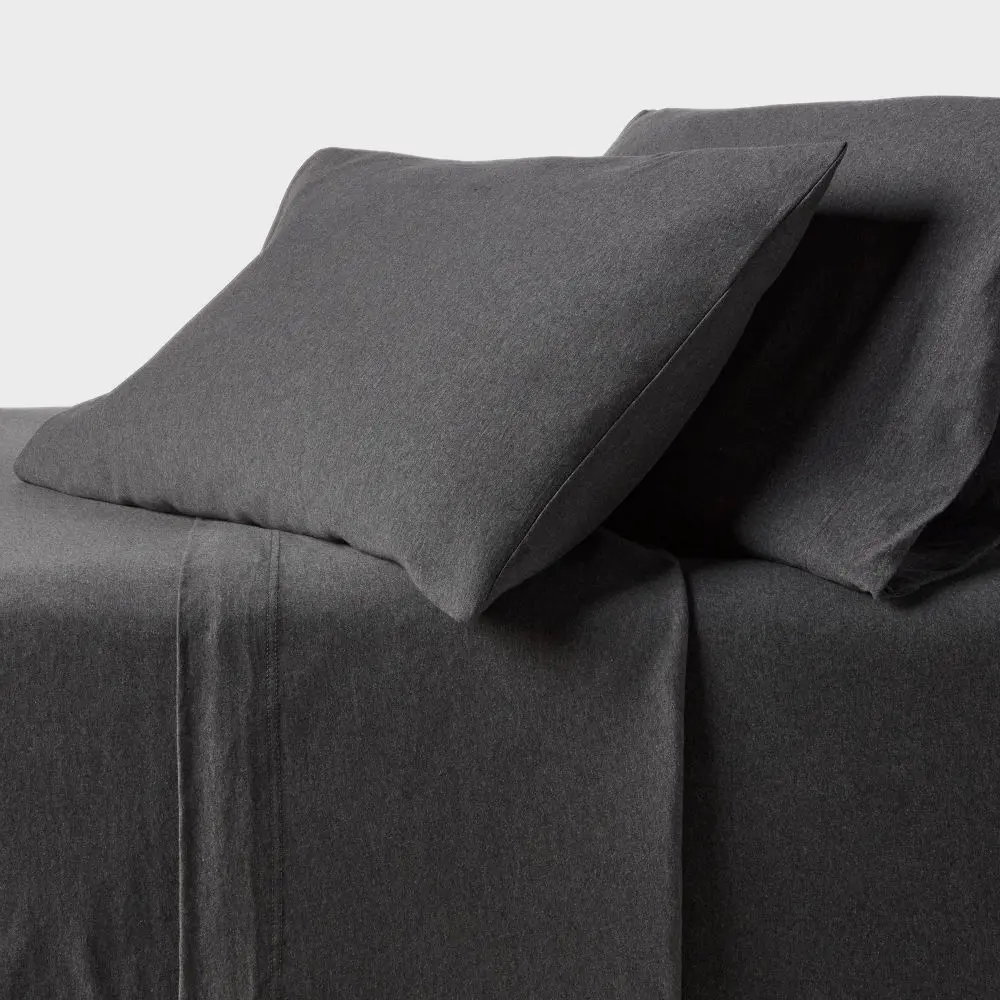 Queen Cotton Jersey Sheet Set Heather Charcoal - Threshold: 4-Piece 100% Cotton OEKO-TEX Certified