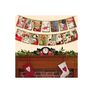 Vintage Style Christmas Decorations for Festive Home Parties Pack Banners Room Ornaments