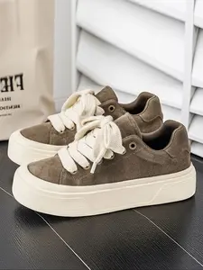 Men's Low-Top Skateboard Shoes, Sneaker, Breathable Anti-Slip Laces, PU/tex Fabric Upper, Thick Sole Design, & Casual Street Style, Streetwear Shoes