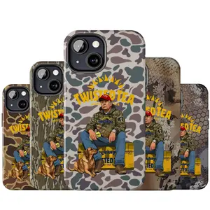 Camouflage Twisted Tea Hunter Trump Phone Case, Hard Iced Tea Aesthetic For iPhone 17 16 15 14 13 12 11 X 8, Trump and Your Hunt Dog Cover, Unique Accessories, Outdoors, Hunting Gifts