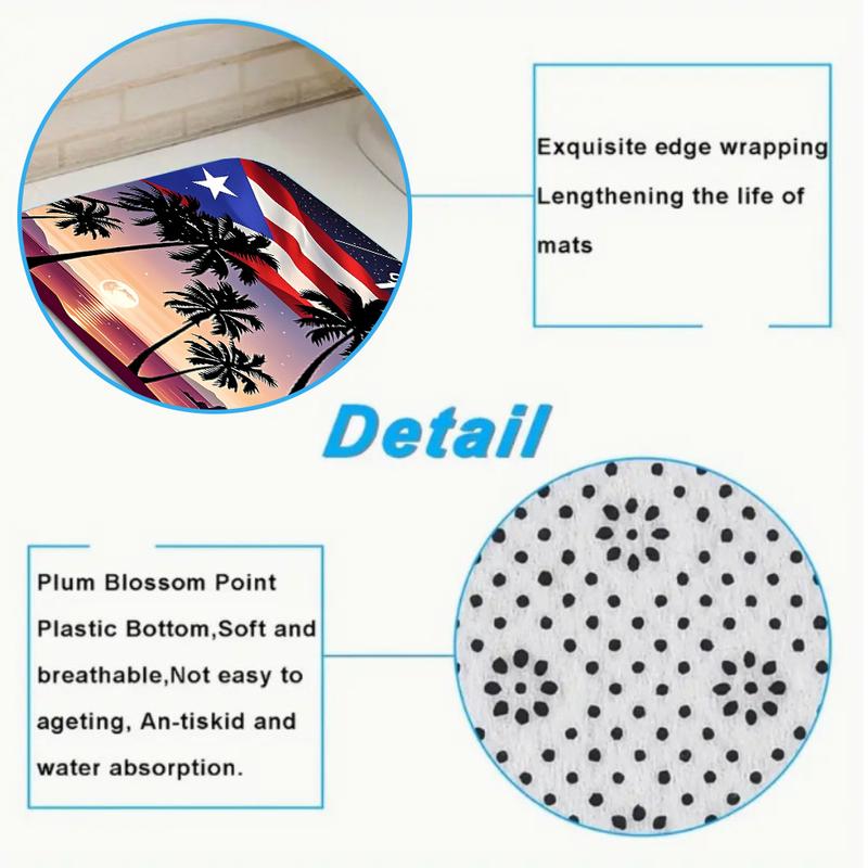 1/4 PC Puerto Rico Summer Unique Elegant Polyester Cloth With 12 Hooks Shower Curtain For Bathrooms Waterproof Quick Drying Machine Washable Home Bathroom Decor Shower Curtain Sets for Bathroom