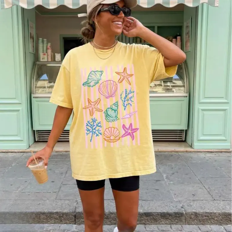 Comfort Colors Seashell Shirt, Beach Shirt, Summer Graphic Tee, Ocean Lover, Sea Shell Tee, Summer Vacation Tshirt, Womens Beach Shirt - All In Print