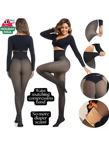 Compression band and single-seam design, Fleece-lined leggings, Shaping leggings, Women's High Waisted Shapewear Tights - CurveDefiner™ X-Line with Body-Mapped Contours for Leg Slimming & Pixel-Perfect Fit