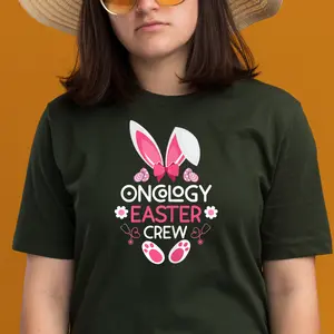 Oncology Easter Crew Nurse Easter Day Rabbit Ears Nursing T-Shirt Women in space blue origin  T-Shirt