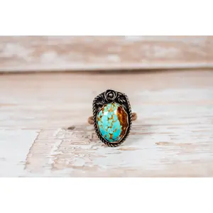 Handmade Royston Turquoise Sterling Silver Ring sz 8