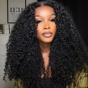 Kinky Curly Human Hair Wig Glueless Wigs Human Hair Pre Plucked Pre Cut 6x4 Closure Wigs Human Hair HD Lace front wig human hair for Black Women Natural Black real hair baby hair brazilian human