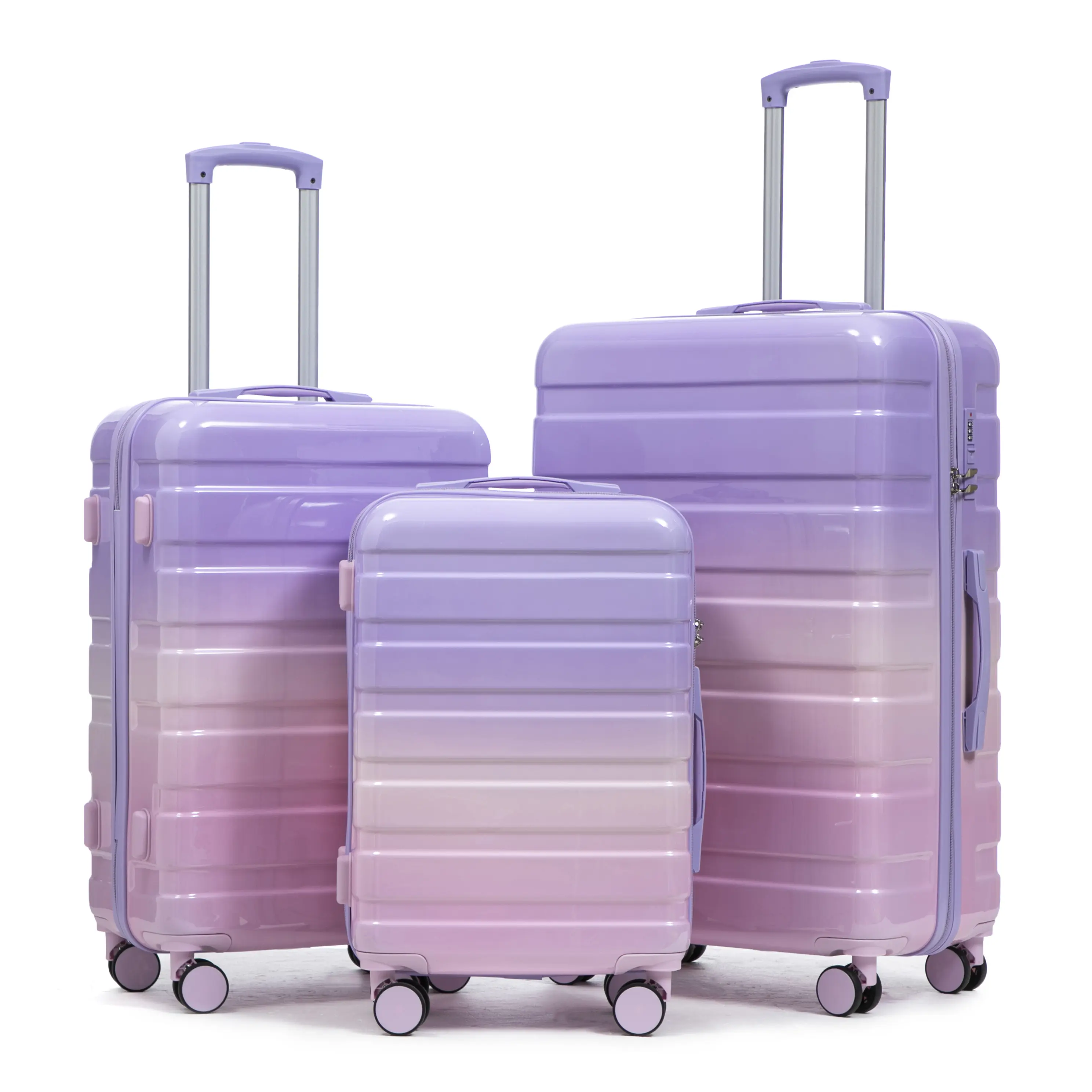 20"/24"/28" 3 pcs/set in PC Spinner Wheel Luggage, Carry on Suitcase, With Gradient Color and Combination Lock fathersdaygift Travel Bag Set
