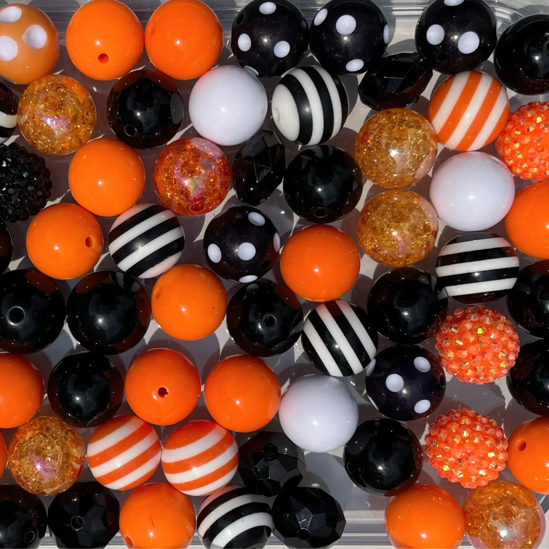 Halloween Mix 20mm Bubble Gum Bead Mixes Orange and Black Chunky Beads for Jewelry Making Key Chains and More Durable Plastic Material