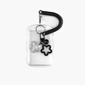 High-end Electroplate Plastic Frame Photo Card Holder With Keychain Card Case Stationery