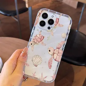 Turtle Shell Pattern Soft Hole Anti-Slip Phone Case, Compatible with iPhone 11/12/13/14/15 Pro Max/16 Plus Series, Waterproof, Shockproof, Scratch-Resistant