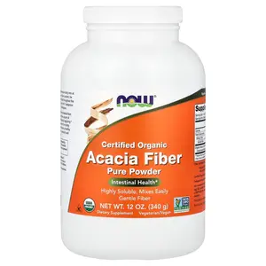 NOW Foods Certified Organic Acacia Fiber Pure Powder, 12 oz (340 g)