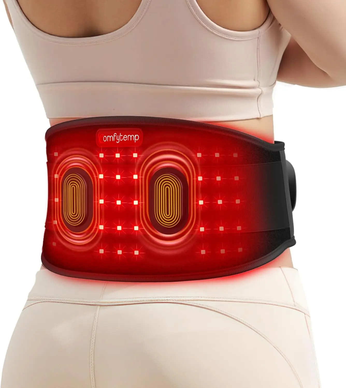 Comfytemp Cordless  Massage Belt with Vibration for Back, Wearable Near Infrared Lower Back Massager, Portable  Gifts , 660nm & 850nm