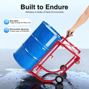 2026 Viral 600lbs Load Drum Cradle - 55Gal Steel Oil Drum Dolly for Workshop & Warehouse