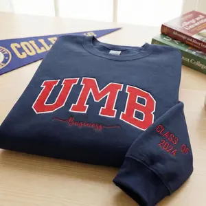 [SALE] Custom Filled Embroidered Varsity Sweatshirt, College University Crewneck, Game Day Gift